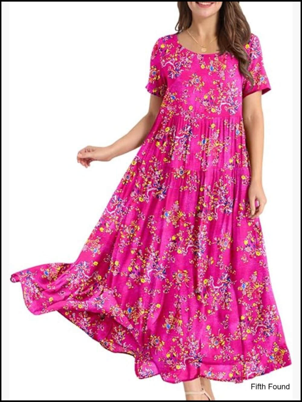 Women's Bohemian Floral Maxi Dress with Pockets Swing Beach Dress - Picture 1 of 7